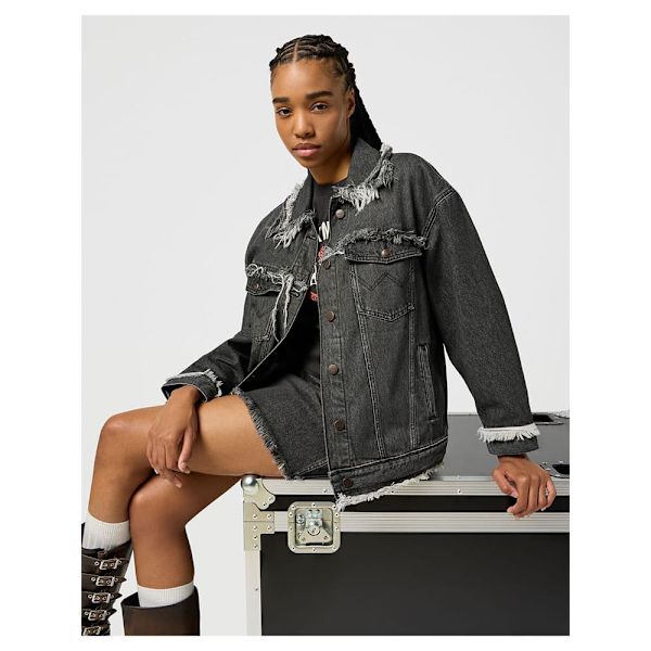 Wrangler Fray Jeansjacka Grå XS Kvinna