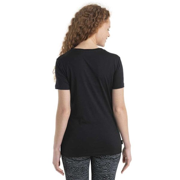 Icebreaker Kortærmet T-shirt 150 Tech Lite Ii Camping Lines Merino Sort M Kvinde