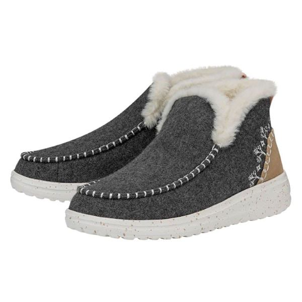 Hey Dude Denny Wool Faux Shearling Skor Grå EU 39 Kvinna