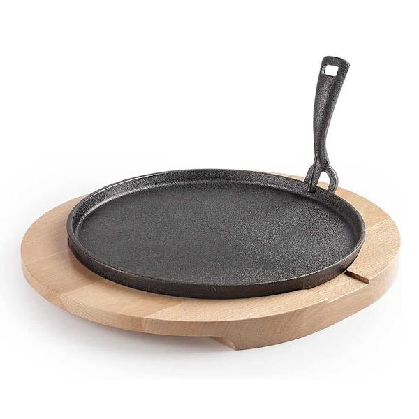 Ibili 30 Cm Valurautalevy + Puinen Alusta
