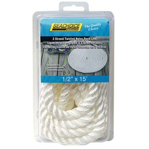 Seachoice Dock Line 3 Strand Braided Nylon Rope Vit 19 mm x 9.1 m