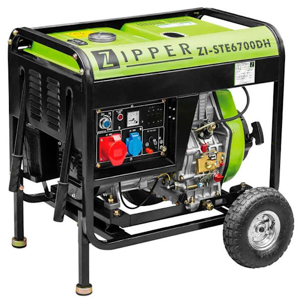 Zipper Enfaset Generator Zi-ste6700dh Diesel 5700w Gylden Sort, Lysegrøn