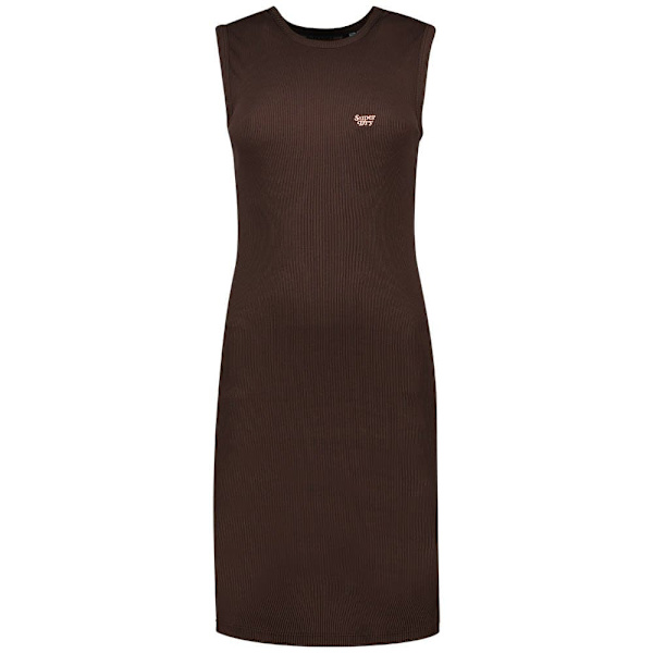 Superdry Rib Bodycon ærmeløs Kort Kjole Brun L Kvinde