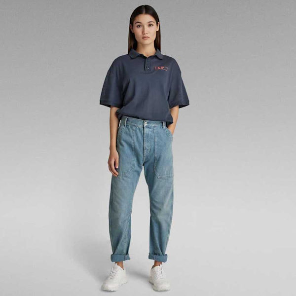 G-star Lyhythihainen Poolo Mesh Loose Sininen M Nainen