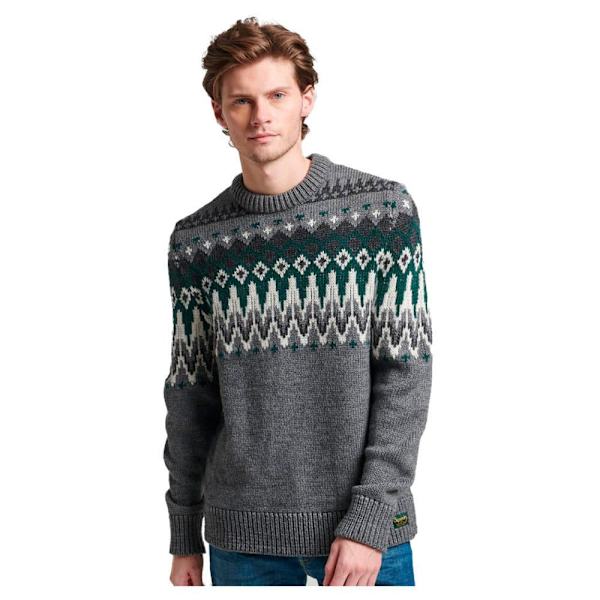 Superdry Besætning Hals Sweater Fairisle Grå L Mand