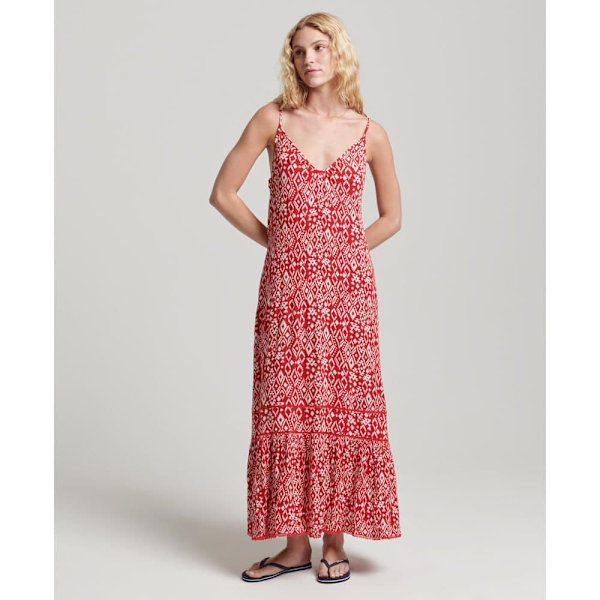 Superdry Kjole Vintage Long Beach Cami Rød 2XS Kvinde