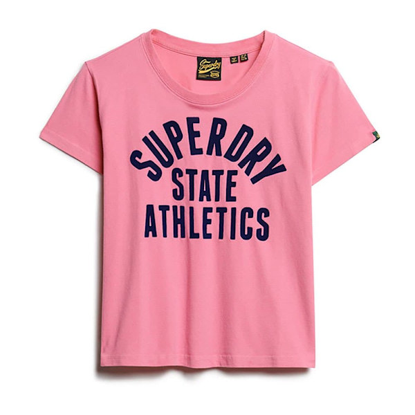 Superdry Varsity Flocked Fitted T-shirt Med Korte ærmer Rosa M Kvinde