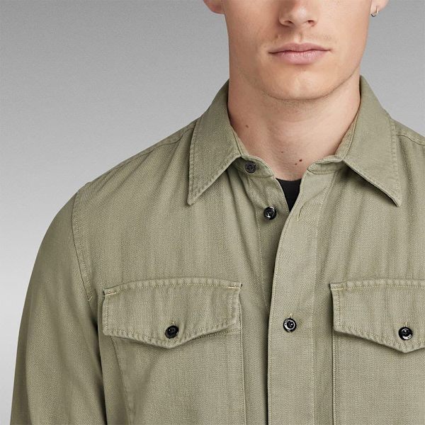 G-star Lang ærmet Skjorte Marine Beige XS Mand