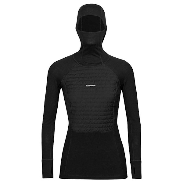 Icebreaker Hættetrøje Zone Knit Insulated Sort S Kvinde