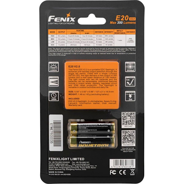 Fenix Led Lommelygte E20r V2.0 Sort