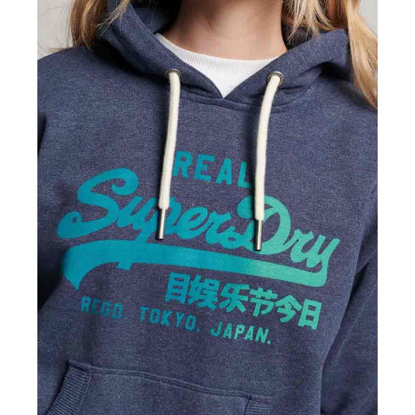 Superdry Luvtröja Tonal Vintage Logo Graphic Blå XS Kvinna