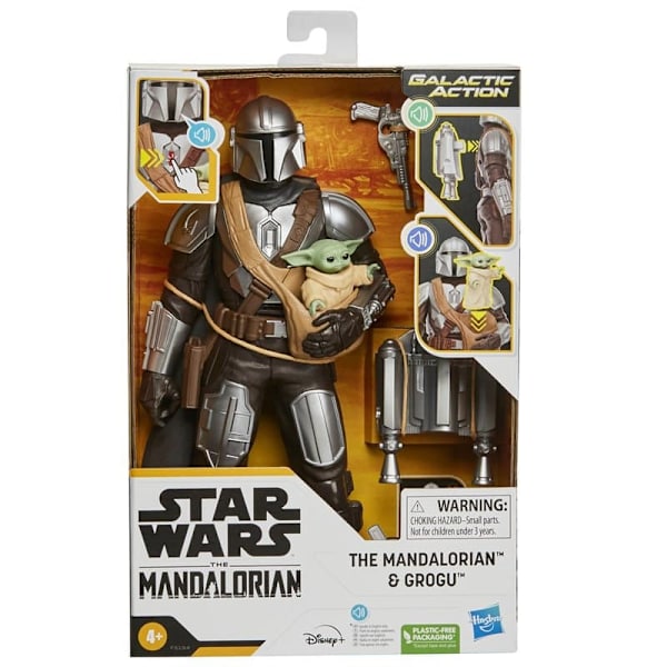 Star Wars Galactic Action The Electrónicas Interactives Figur Mandalorian & Grogu Gylden