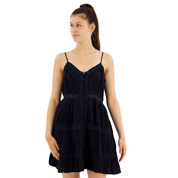 Superdry Alana Lace Trim ærmeløs Kort Kjole Sort L Kvinde