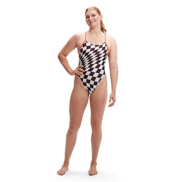 Speedo Badedragt Allover Digital Tie-back Hvid,Sort 32 Kvinde