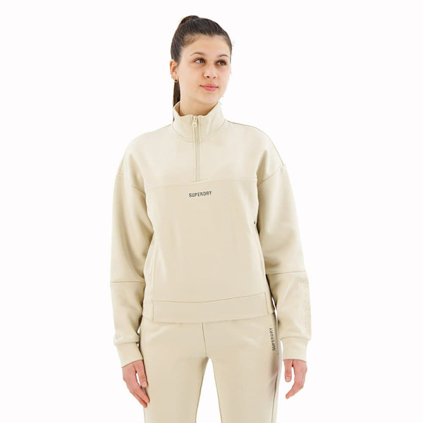 Superdry Sport Tech Relaxed Half Tröja Med Halv Dragkedja Beige XS Kvinna