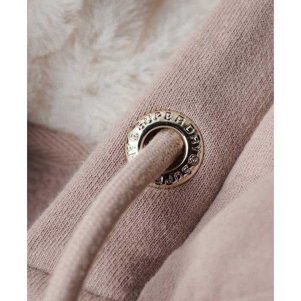 Superdry Luxe Metallic Logo Sweatshirt Med Lynlås Beige M Kvinde