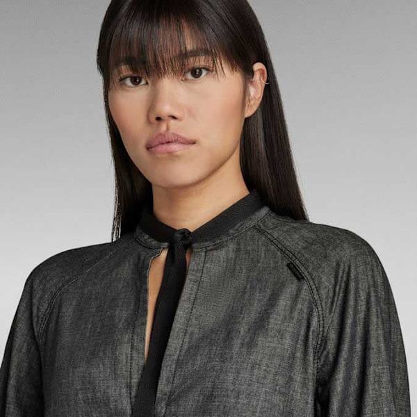 G-star Langærmet Kort Kjole Tunic Grå M Kvinde