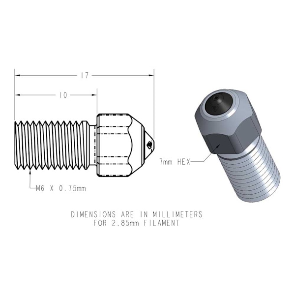 Diamondback Ultimaker S-line Compatible 3d-skrivarmunstycke 0.6 Mm