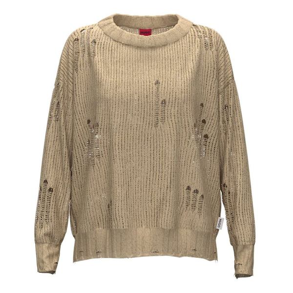 Hugo Tröja Sladder Beige M Kvinna