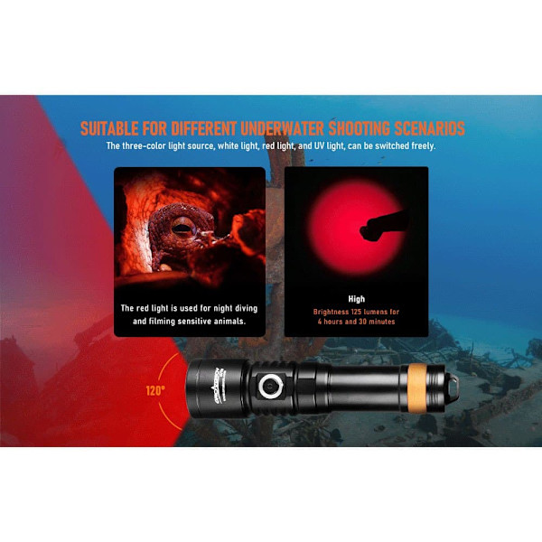 Orcatorch Ficklampa D Video Triple 710v Silver 2000 Lumens