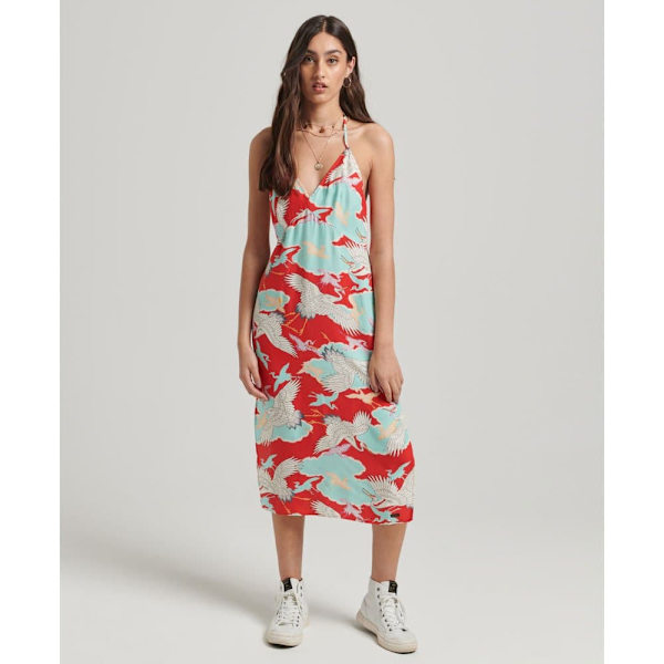 Superdry Kjole Vintage Midi Halter Slip Rød XL Kvinde