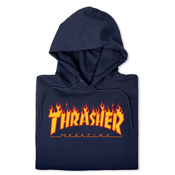 Thrasher Hættetrøje Flame Logo Blå M Mand