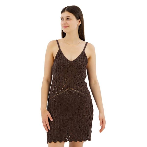Superdry Crochet Cami ærmeløs Kort Kjole Brun XL Kvinde