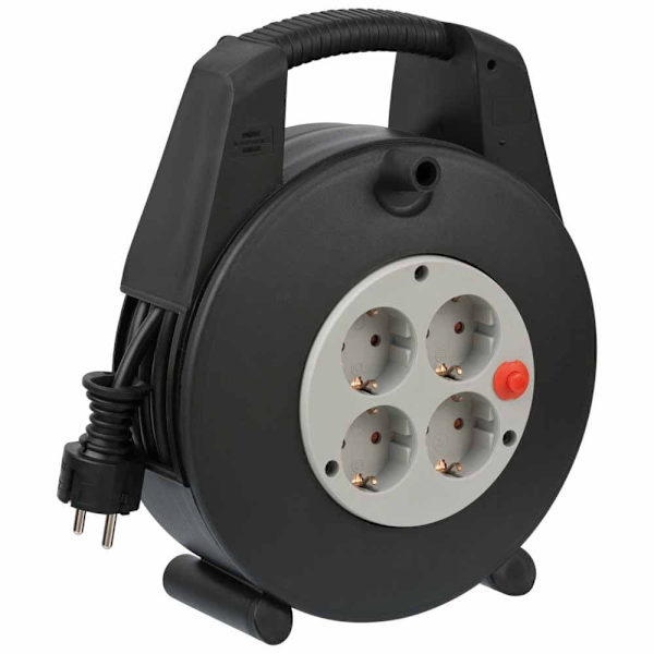 Brennenstuhl Kabelrulle 1094200 15 M 4 Outlets Med Kredsløb Afbryder Sort