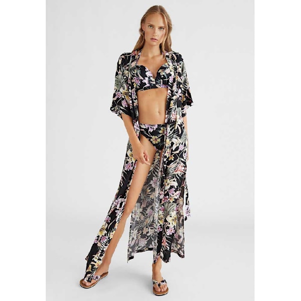 O´neill Lång Klänning Kimono Mix&match Svart M Kvinna