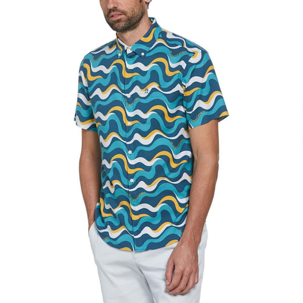 Original Penguin Aop Wavy Kortærmet Skjorte Flerfarvet L Mand