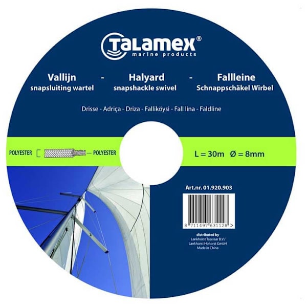Talamex 8 Mm Rope With Pin Shackle Rød 30 m