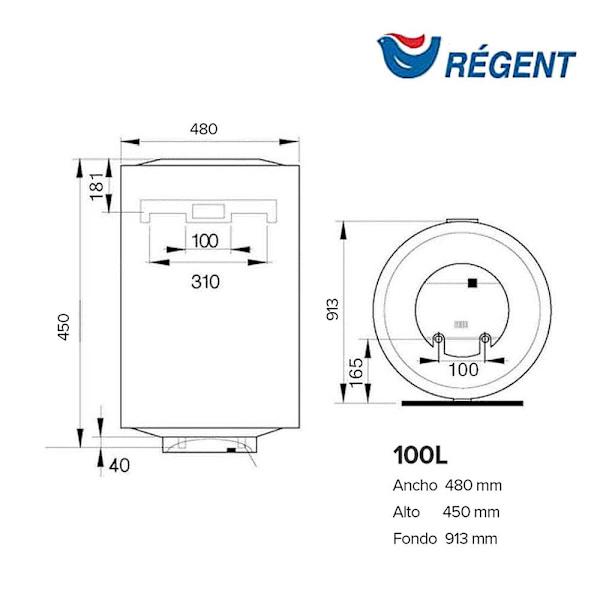 Ariston Vertikal Elektrisk Termo Regent 100 V Eu2 100l