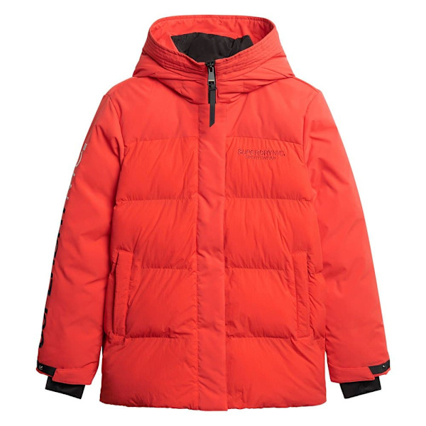 Superdry Parkas City Padded Hooded Wind Röd S Kvinna