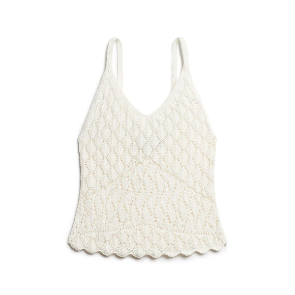 Superdry Crochet Cami ärmlös T-shirt Beige M Kvinna