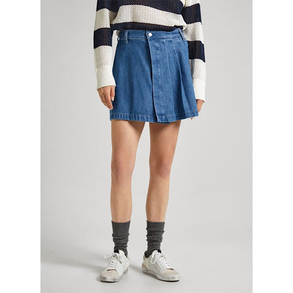 Pepe Jeans Mini Pleat Denimnederdel Blå S Kvinde