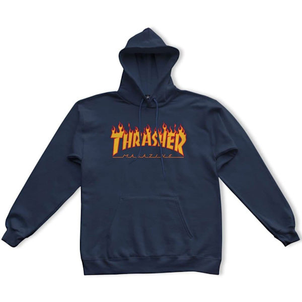 Thrasher Hættetrøje Flame Logo Blå M Mand