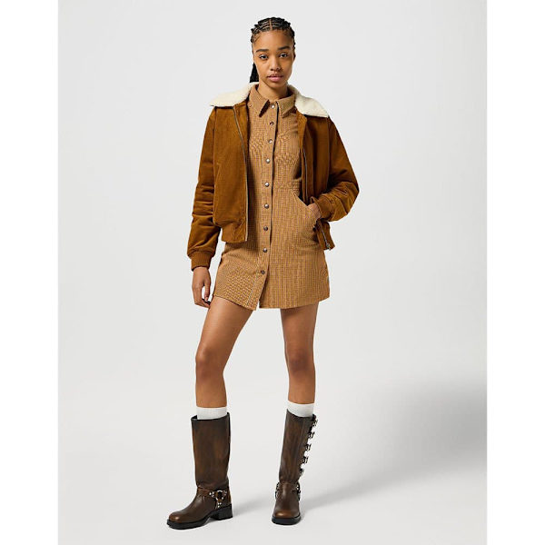 Wrangler 112356780 Langærmet Kort Kjole Brun XS Kvinde