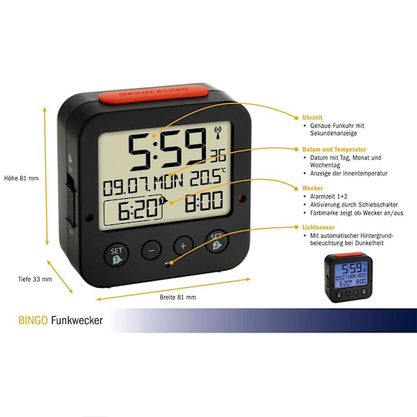 Tfa Dostmann Clockradio 60.2528.01 Søvfarvet