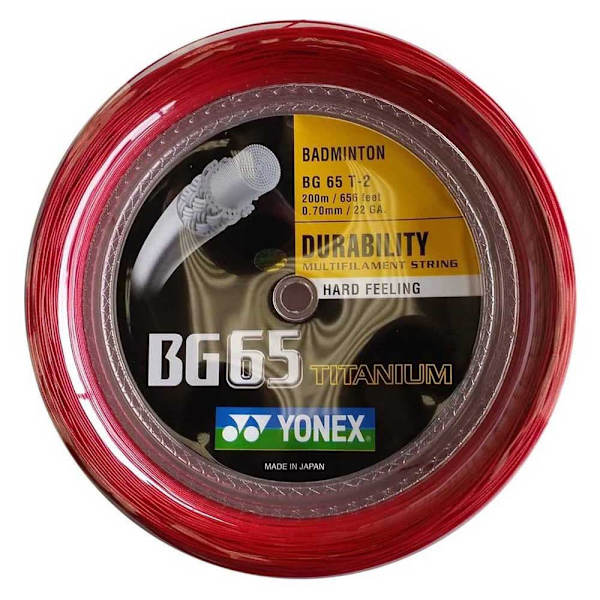 Yonex Sulkapallokelan Kieli Bg 65 Titanium 200 M Punainen 0.70 mm