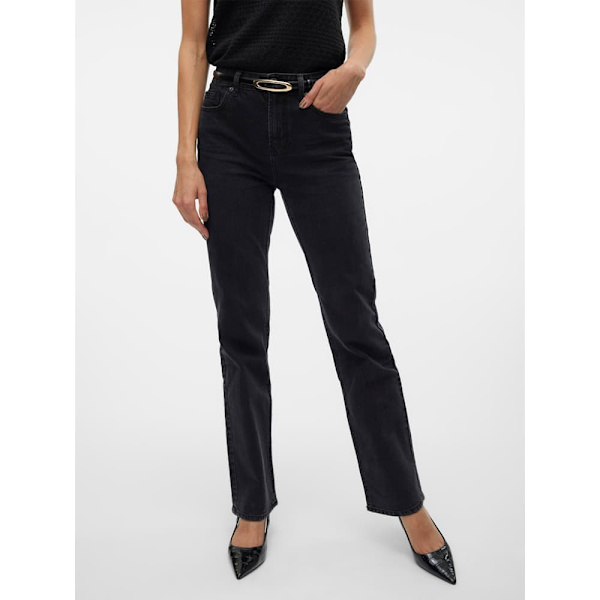 Vero Moda Tessa Straight Li134 Højtaljede Jeans Sort 28 / 34 Kvinde