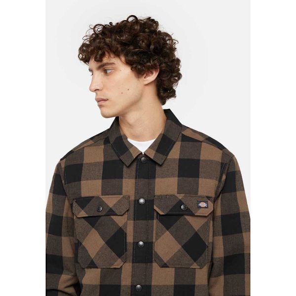 Dickies Lined Sacramento Skjorte Med Lange ærmer Brun S Mand