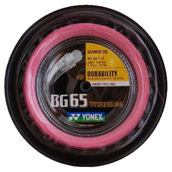 Yonex Badmintonrullsnöre Bg 65 Titanium 200 M Rosa 0.70 mm