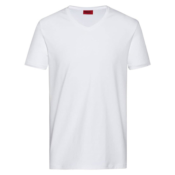 Hugo Lyhythihainen T-paita V Neck Valkoinen L Mies
