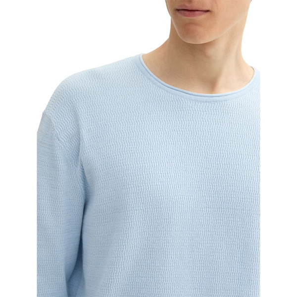 Tom Tailor Structured Roll Edge Knit Trøje Blå XL Mand