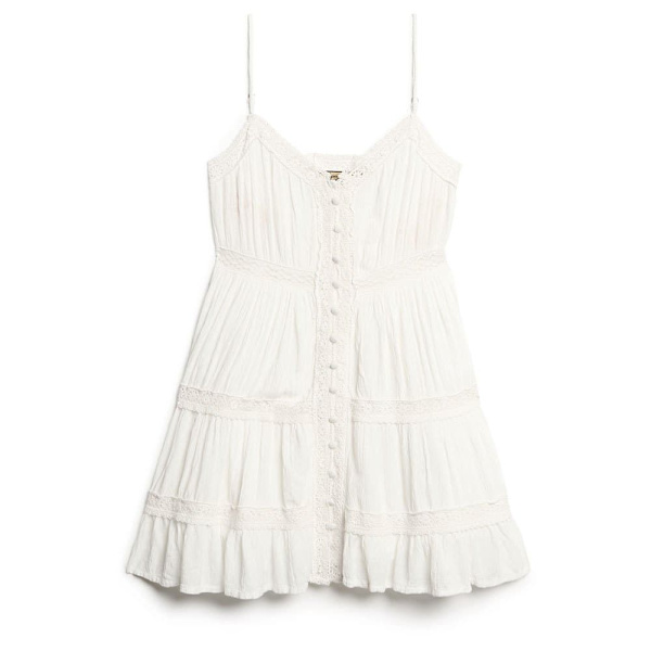 Superdry Alana Lace Trim ærmeløs Kort Kjole Blå S Kvinde