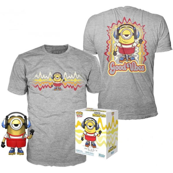 Funko Figur Pop And Tee Minions Roller Skating Stuart Metallic Exclusive Gul L