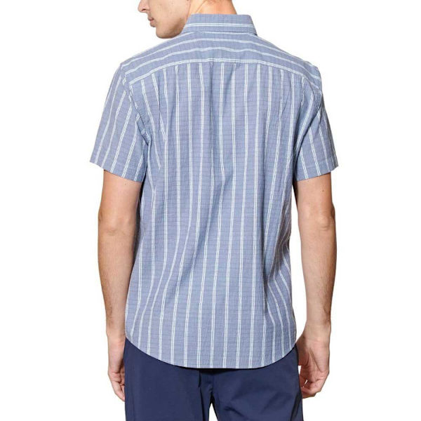 Original Penguin Crinkle Yarn Check Kortærmet Skjorte Blå XL Mand