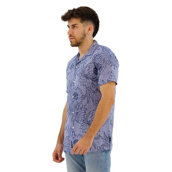 Superdry Open Collar Print Kortærmet Skjorte Blå XL Mand