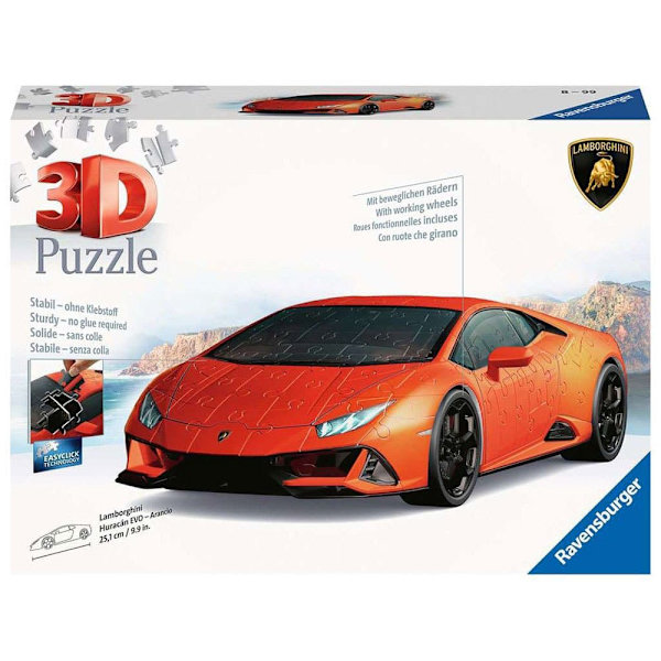 Ravensburguer Køretøjer Lamborghini Huracán Evo 108 Stykker 3d Gåde Orange