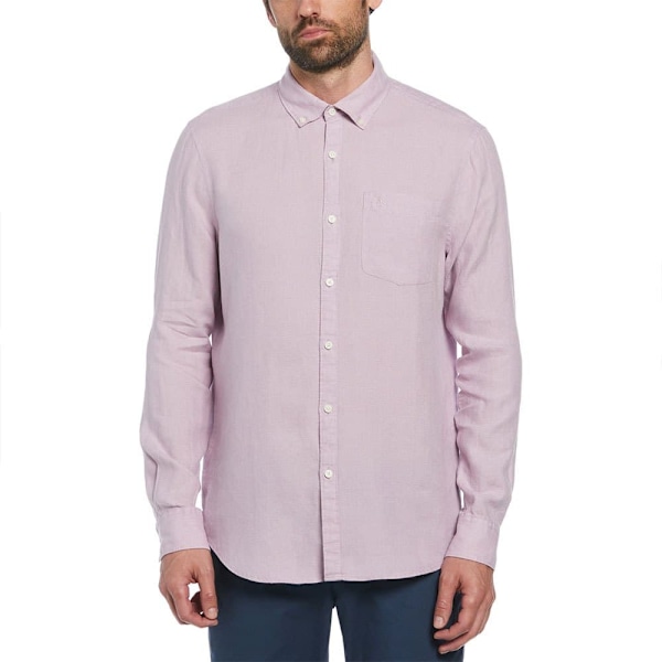 Original Penguin Delave Linen With Pocket Skjorte Med Lange ærmer Lilla L Mand
